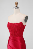 Sparky Red Strapless Bodycon Korte Homecoing Jurk met Kant