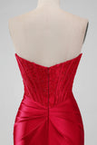 Sparky Red Strapless Bodycon Korte Homecoing Jurk met Kant