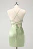 Afbeelding in Gallery-weergave laden, Glitter groene spaghettibandjes kralen appliques strak korset Homecoming jurk