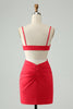 Afbeelding in Gallery-weergave laden, Rode strakke spaghettibandjes holle uit korte Homecoming jurk