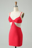 Afbeelding in Gallery-weergave laden, Rode strakke spaghettibandjes holle uit korte Homecoming jurk