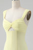 Afbeelding in Gallery-weergave laden, Citroen geel sleutelgat A lijn lange bruidsmeisje jurk