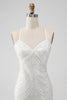 Afbeelding in Gallery-weergave laden, Witte pailletten Bodycon korte Homecoming jurk met kriskras rug
