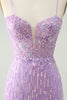 Afbeelding in Gallery-weergave laden, Sprankelende lila pailletten Bodycon Mini Homecoming jurk met split