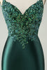 Afbeelding in Gallery-weergave laden, Glitter donkergroene strakke V-hals korte Homecoming jurk met pailletten
