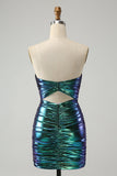 Sprankelende Teal Blue Bodycon Sweetheart Ruched Short Homecoming Dress