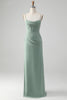 Afbeelding in Gallery-weergave laden, Spaghettibandjes grijs groen zeemeermin korset bruidsmeisje jurk met split
