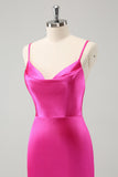 Eenvoudige Fuchsia Cowl Neck Backless Strakke Korte Homecoming Jurk