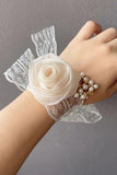 Champagne Pearl Prom pols corsage met kanten lint