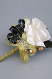 Luxe Zwart Wit Homecoming Pols Corsage en Heren Boutonnière Set