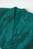 Glitter Groene Pailletten Ingekerfde Revers Vrouwen Kostuums met Riem