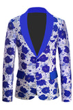 Koningsblauwe sjaal revers Jacquard heren Prom Blazer