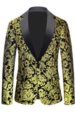 Gouden revers met inkeping Jacquard blazer voor heren