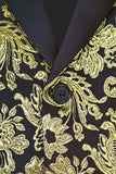 Gouden revers met inkeping Jacquard blazer voor heren