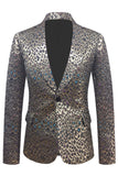 Gouden Jacquard Sjaal Revers Heren Blazer