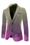 Paars Geel Revers met inkeping Heren Prom Blazer