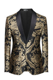 Zwart Gouden Geborduurde Heren Blazer