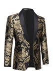 Zwart Gouden Geborduurde Heren Blazer