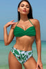 Afbeelding in Gallery-weergave laden, Tropische push-up tweedelige bikinibadpak met hoge taille