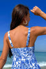 Afbeelding in Gallery-weergave laden, Zomer strand blauw V-hals Print Vest stijl Tankini badpak