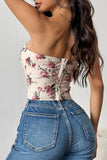 Strapless korsettop met roze bloemenprint