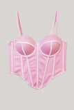 Roze spaghettibandjes met asymmetrische zoom Corset Top