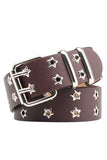 Boho Zwarte Vintage Klinknagel Brede Leren Riem