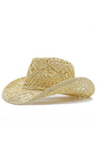 Abrikoos breien Western Cowboy Hat Straw Hat Holle Out Sunhat