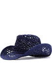 Abrikoos breien Western Cowboy Hat Straw Hat Holle Out Sunhat