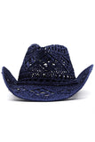 Abrikoos breien Western Cowboy Hat Straw Hat Holle Out Sunhat