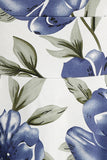 Blauwe bloemenprint vierkante hals jaren 1950 vintage jurk