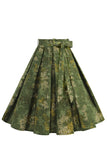 jaren 1950 leger groene bloemen geplooide Swing rok