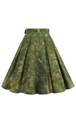 jaren 1950 leger groene bloemen geplooide Swing rok