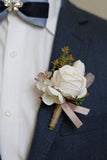 Abrikoos Prom Pols Corsage en Boutonnière voor heren voor bruiloft