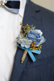 Abrikoos Prom Pols Corsage en Boutonnière voor heren voor bruiloft