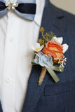 Abrikoos Prom Pols Corsage en Boutonnière voor heren voor bruiloft