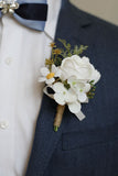 Abrikoos Prom Pols Corsage en Boutonnière voor heren voor bruiloft