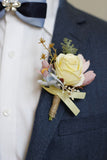 Abrikoos Prom Pols Corsage en Boutonnière voor heren voor bruiloft