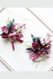 Bourgondische Prom Pols Corsage en Heren Boutonnière met Parels