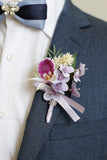 Bourgondische Prom Pols Corsage en Heren Boutonnière met Parels