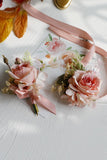 Elegante Blush Prom Pols Corsage en Boutonnière voor heren voor huwelijksfeest