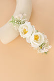 Witte Pols Corsage Floral Handgemaakte Armband Groen Haarkam Floral Bruids Zendspoel