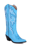 Retro Zwarte Puntige Neus Chunky Hak Mid Calf Cowgirl Laarzen