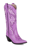 Retro Zwarte Puntige Neus Chunky Hak Mid Calf Cowgirl Laarzen