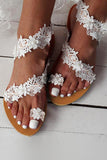 Boho Witte Kant Platte Vrouwen Sandalen