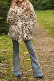 Maxi Shearling Jas met luipaardprint en riem