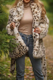 Maxi Shearling Jas met luipaardprint en riem