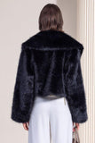 Zwarte Cropped Faux Fur Open Front Pluizige Korte Jas