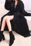 Zwarte open voorkant faux fur maxi damesjas