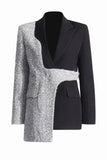 Zilver Zwart Peak Revers Slim Fit Dames Blazer